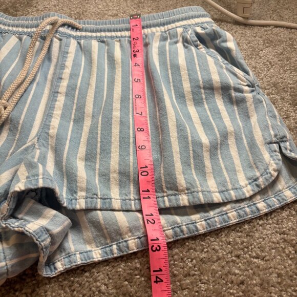 Aerie Pull-on Light Striped Denim Shorts Size Large Elastic and Drawstring - Picture 5 of 6